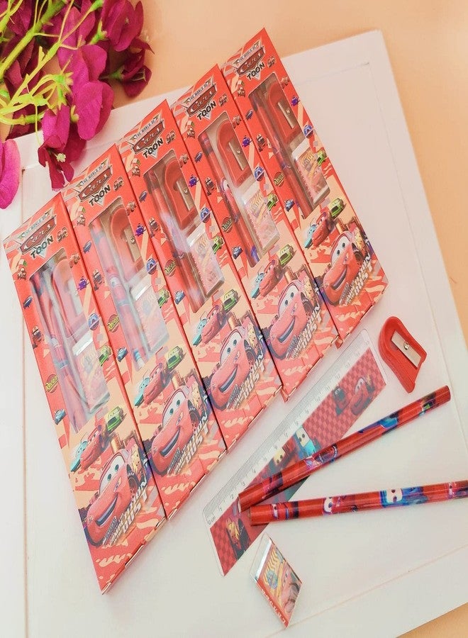 Tera13 Birthday Return Gifts For Kids Stationery Gifts (10 Pcs) Stationary Set Kit For Boys Car Theme Pencil Eraser Sharpene Stationary Items Return Gifts For Kids Kanjak Gifts, Multicolor - Image 3